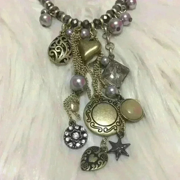 LOFT Statement Necklace Heart Star Long - Picture 2 of 4